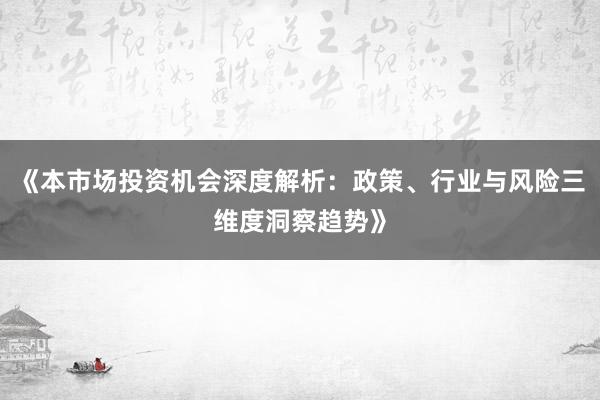 《本市场投资机会深度解析：政策、行业与风险三维度洞察趋势》